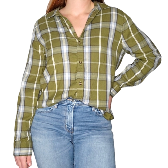 SO Tops - SO Green Plaid Long Sleeve Button Up